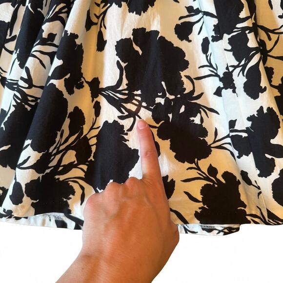 ELLE Black White Floral Fit & Flare Crossback Dress Size 4 769S - Picture 7 of 9